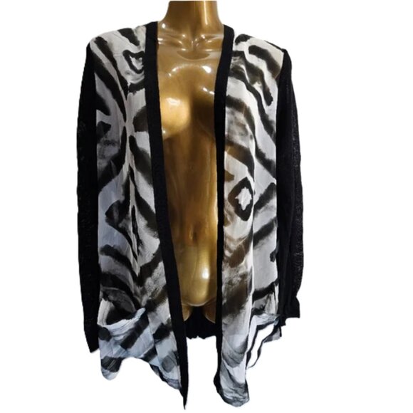 Chico's Sweaters - Chico's semi sheer zebra front open cardigan size 1
